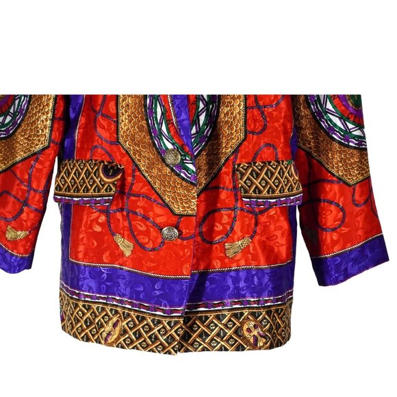 Vintage Silky Jaquard Baroque Blazer Jacket by Tres Chic Elegance with Ropes Cro - Picture 7 of 10